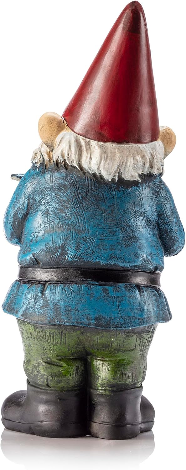 Alpine Corporation 12" Tall Garden Gnome Outdoor Yard Statue with Colorful Bird Accent - Image 11