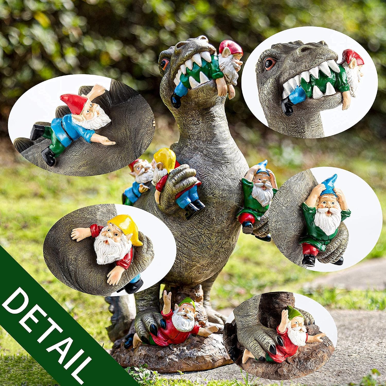 SOWSUN 14" Garden Gnomes Statue Dinosaur Outdoor Decor Gifts for Women | Gardening Gifts for Women Mom Grandma, Dinosaur Gnomes Garden Statue, Outdoor Decor for Yard Patio Balcony Porch Lawn - Image 9